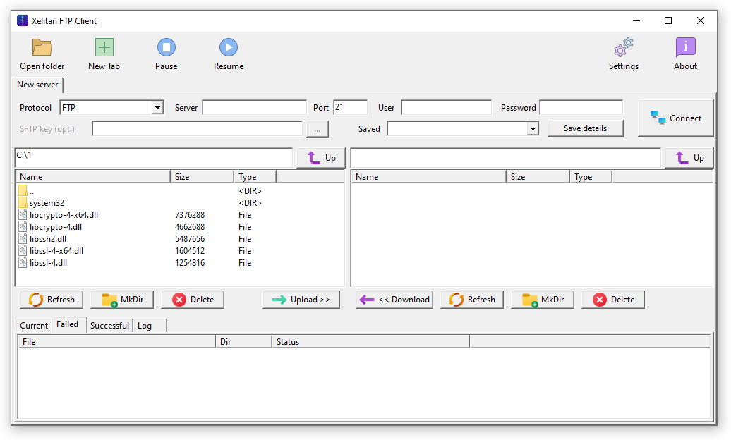 Xelitan FTP Client main window